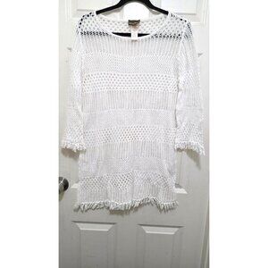 Tommy Bahama Women's White Crochet Open Knit Swim Cover Size XL
